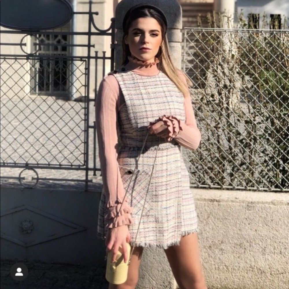 Zara Tweed Romper Jumper Jumpsuit XS Extra Small - Picture 6 of 11